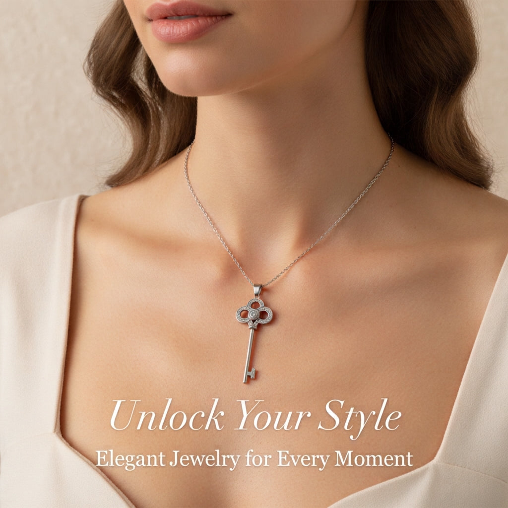 Elegant Key Platinum Plated Necklace
