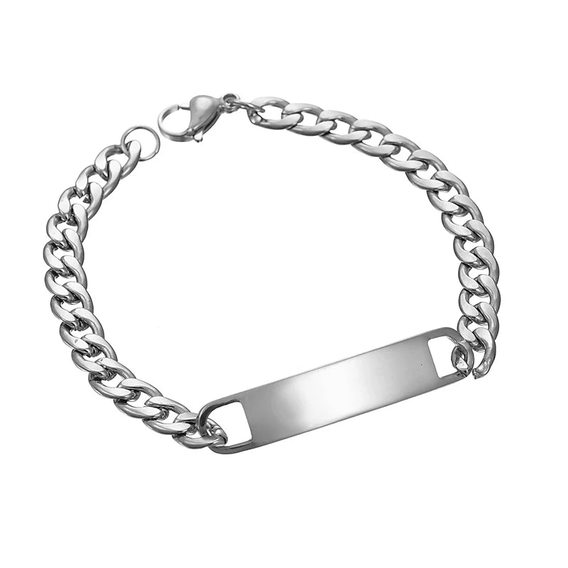 Men Stainless Steel Bracelet/Personalized Engrave Name