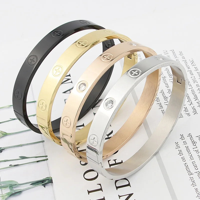 Cross Nut Nail Stainless steel with stones Bracelet