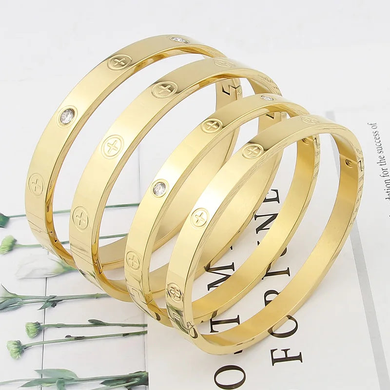 Cross Nut Nail Stainless steel with stones Bracelet