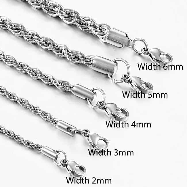 Twisted Rope Chain Stainless Necklace