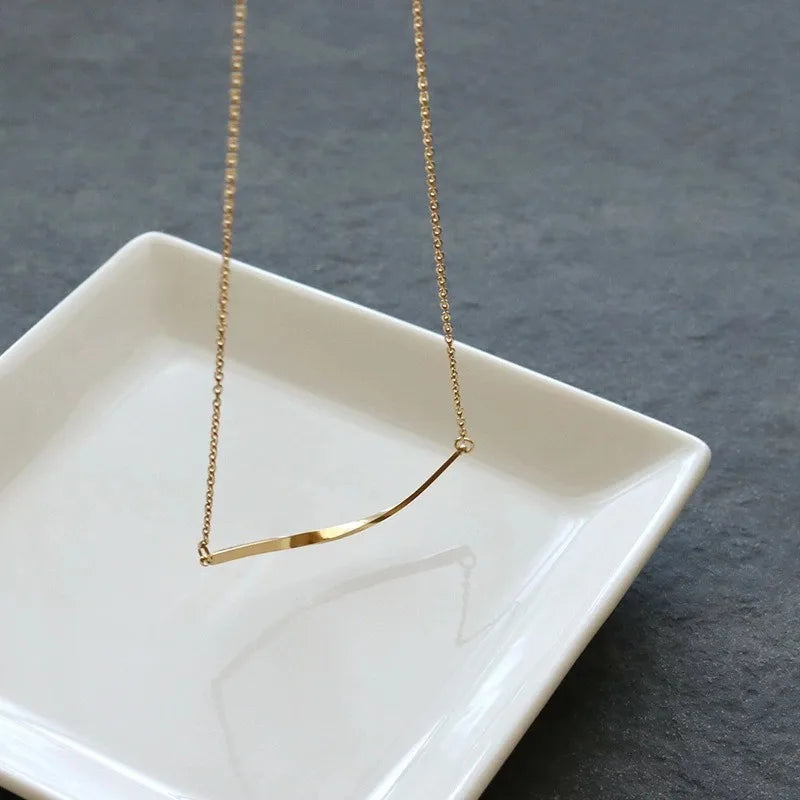 Twisted Line 18K Gold Plated Stainless Steel Necklace