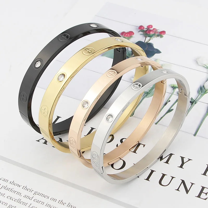 Cross Nut Nail Stainless steel with stones Bracelet