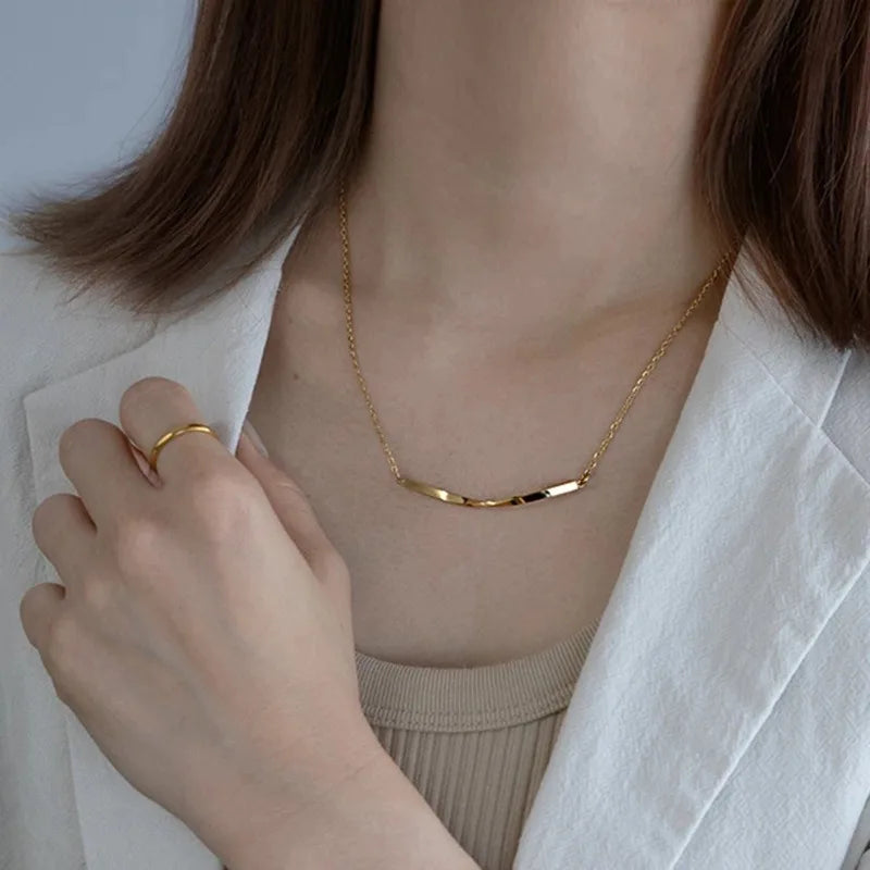 Twisted Line 18K Gold Plated Stainless Steel Necklace