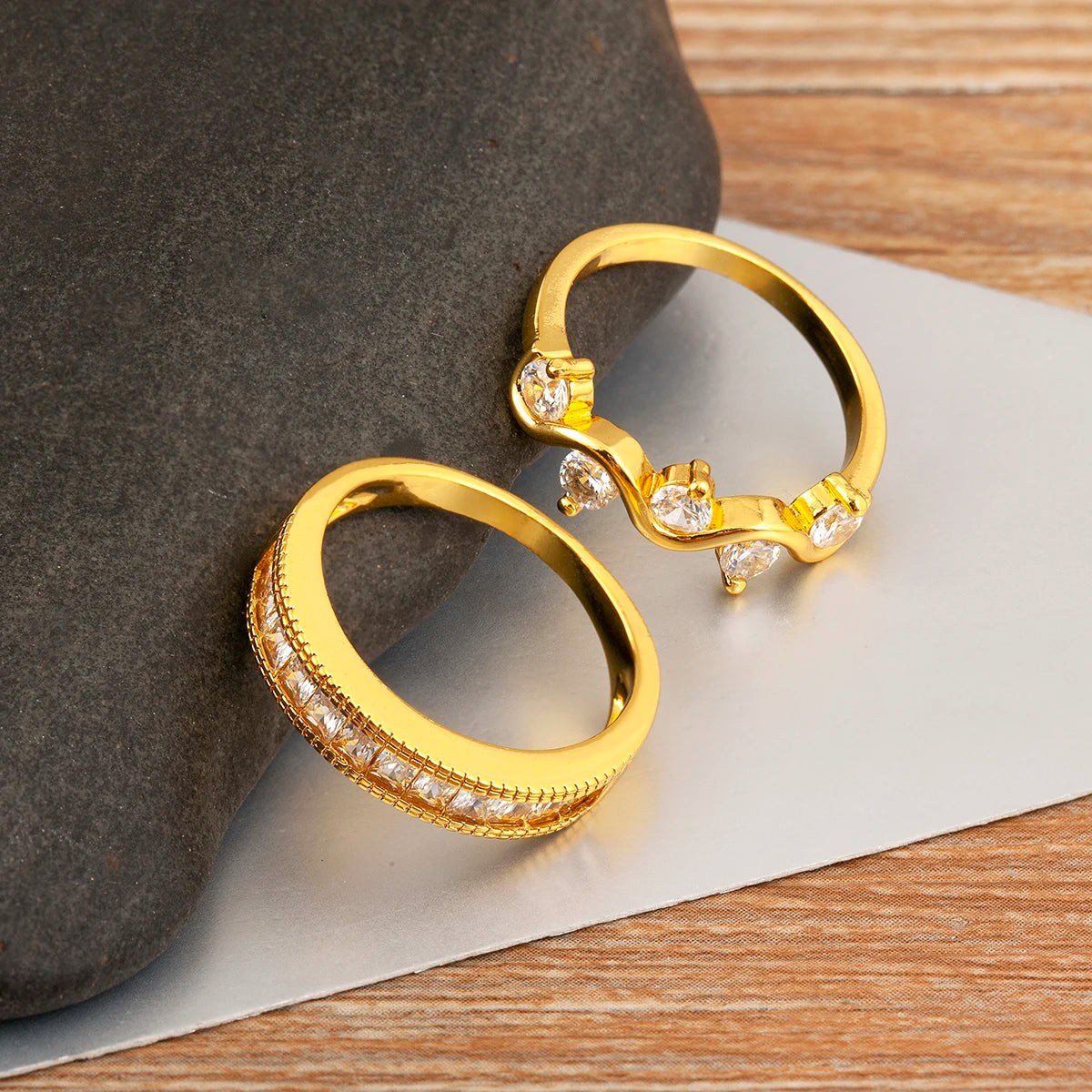Shiny Crystal Zircon Rings