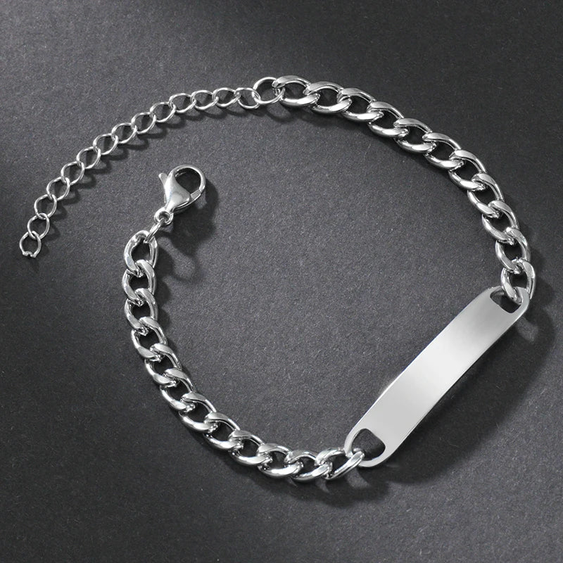 Men Stainless Steel Bracelet/Personalized Engrave Name