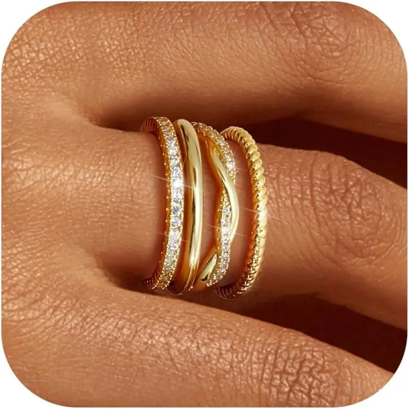 14K Gold Plated Thin Rings set