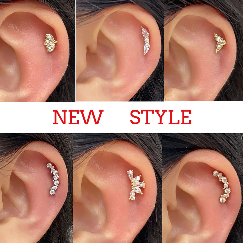 1PC Stainless Zircon Cartilage Earring