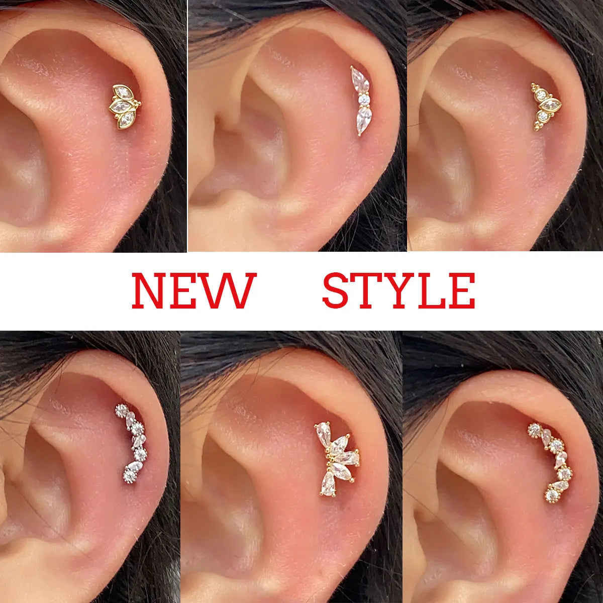 1PC Stainless Zircon Cartilage Earring