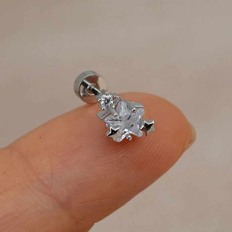 1PC Stainless Zircon Cartilage Earring
