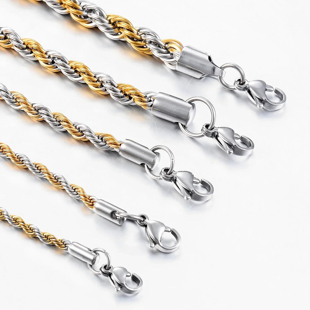Twisted Rope Chain Stainless Necklace