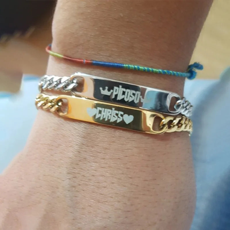 Men Stainless Steel Bracelet/Personalized Engrave Name