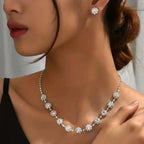 Jewelry Set Diamond Embedded Necklace Earrings