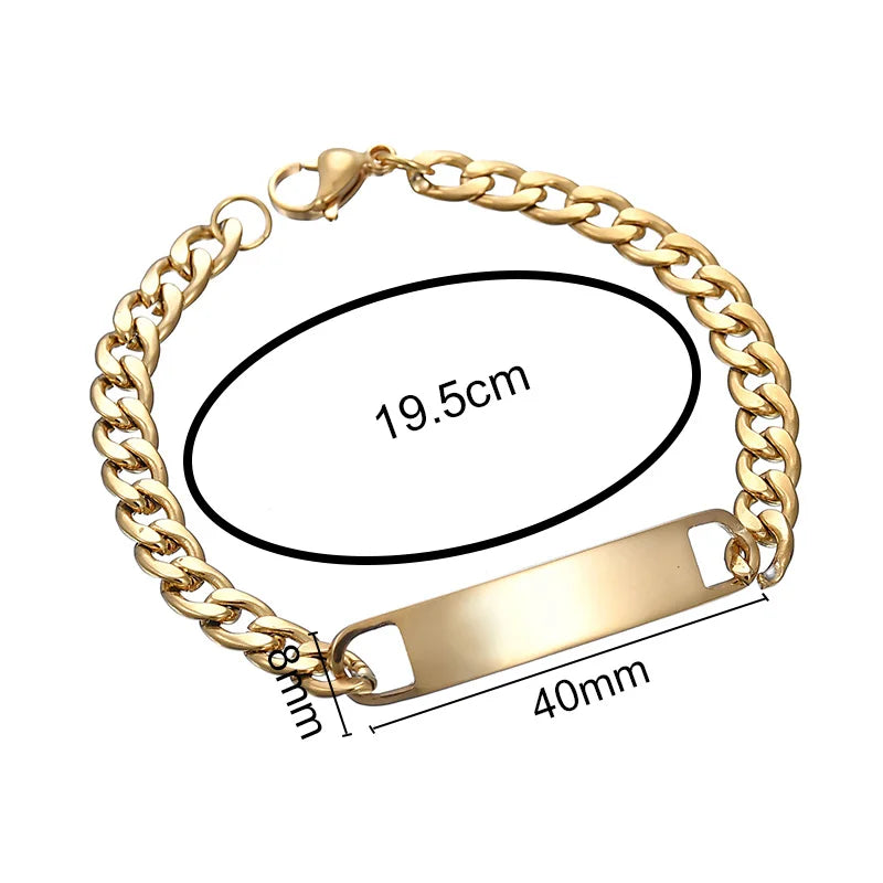 Men Stainless Steel Bracelet/Personalized Engrave Name