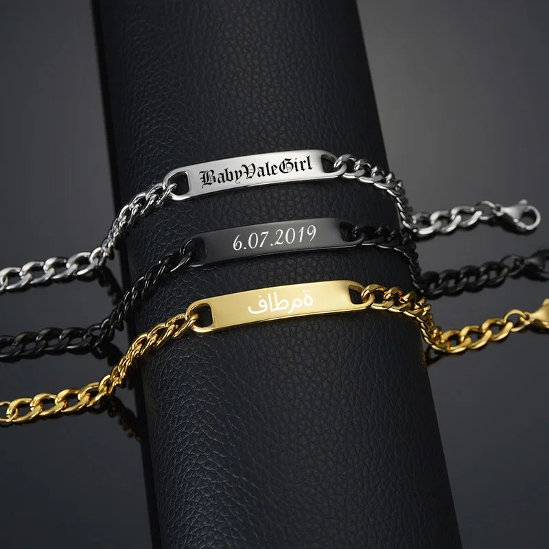 Men Stainless Steel Bracelet/Personalized Engrave Name