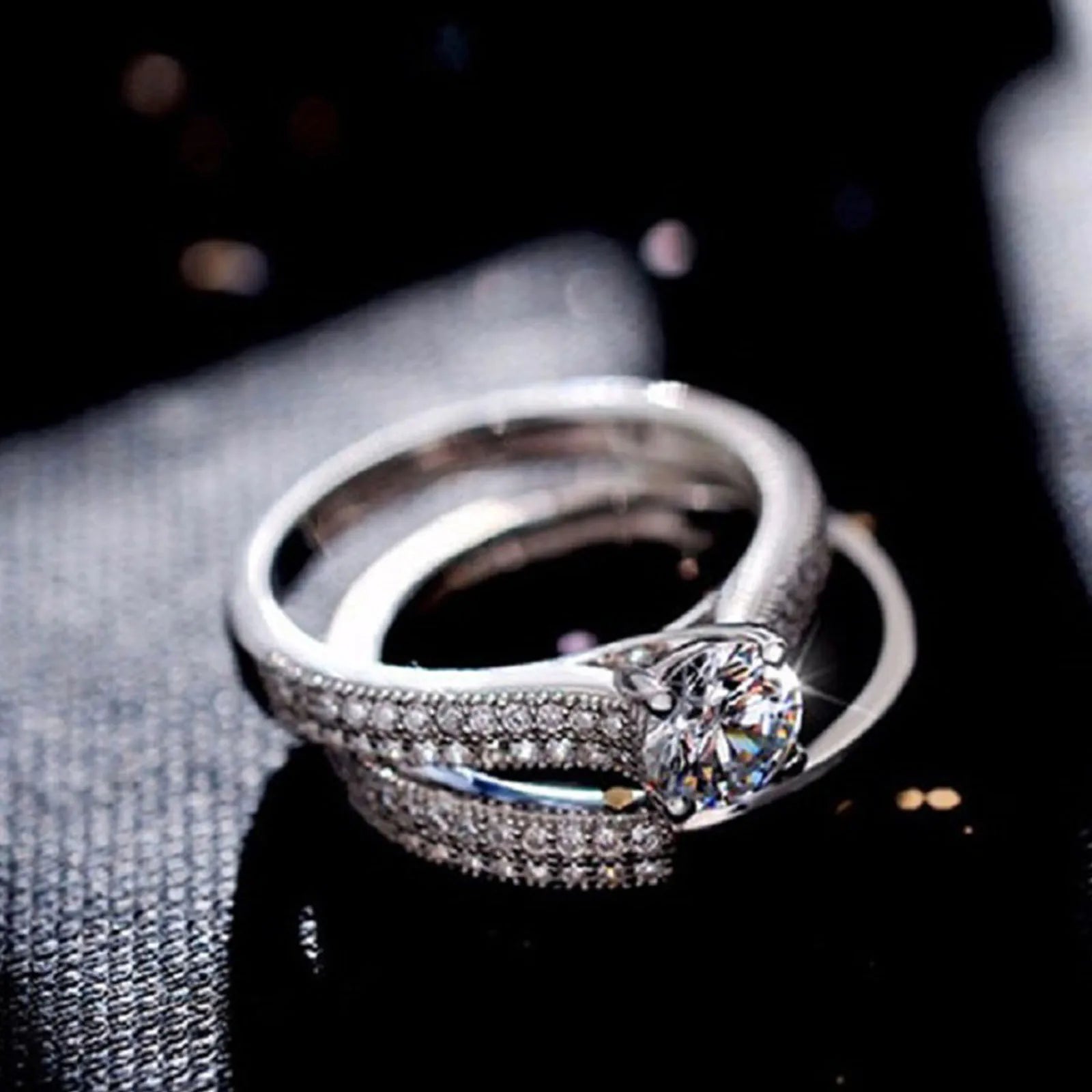1 pair 925 Sterling Silver Ring Set