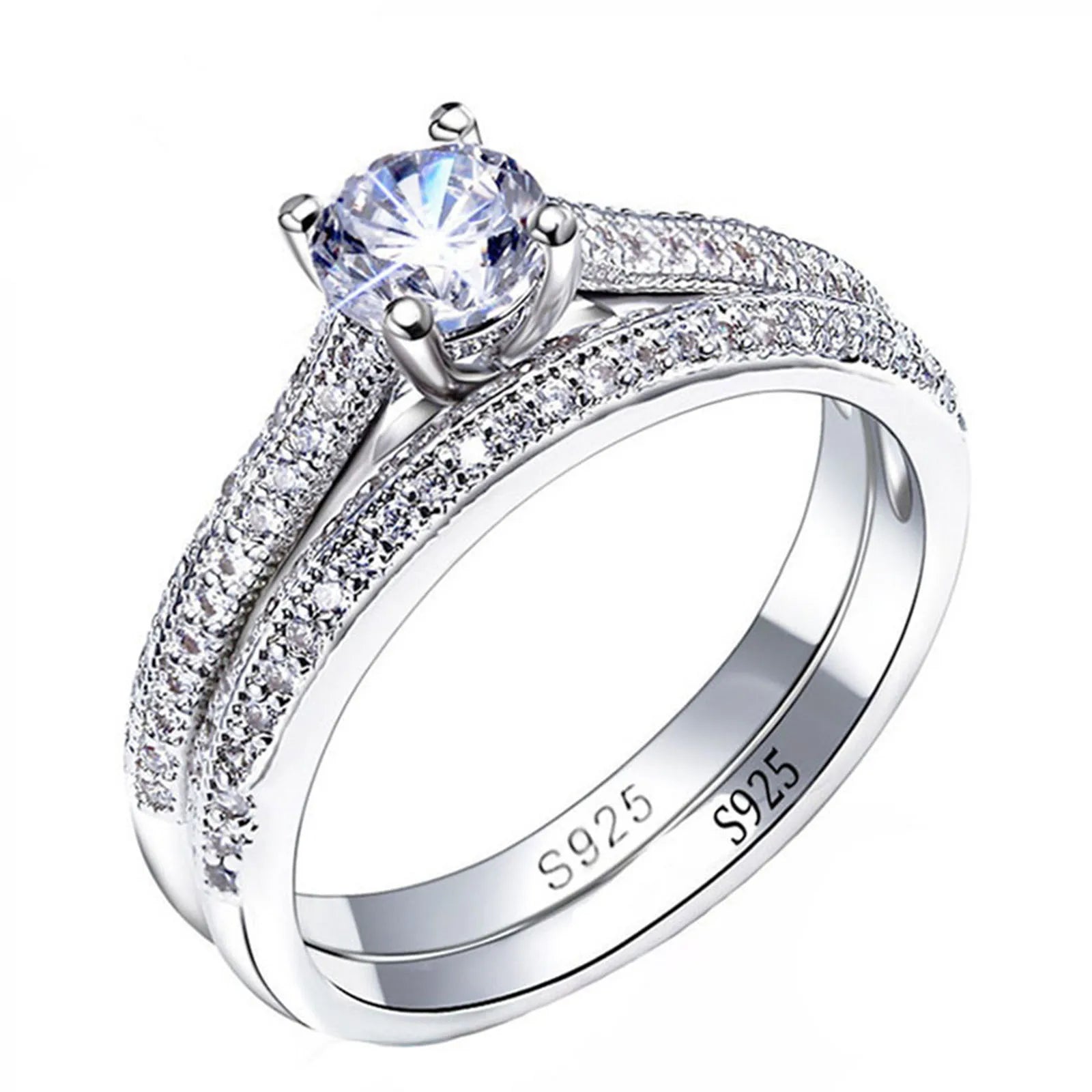 1 pair 925 Sterling Silver Ring Set
