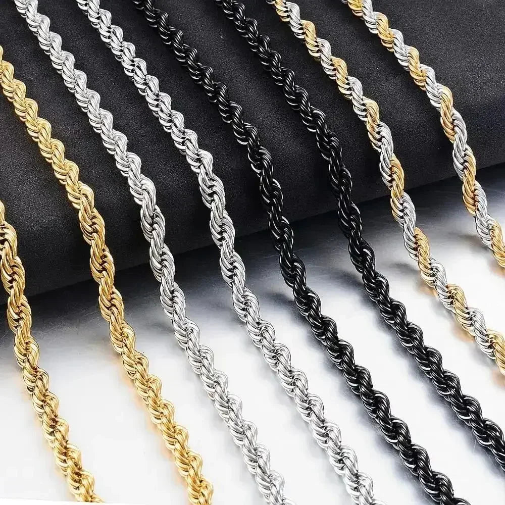 Twisted Rope Chain Stainless Necklace
