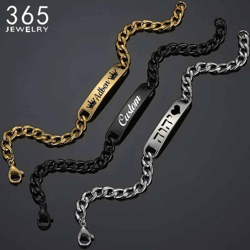 Men Stainless Steel Bracelet/Personalized Engrave Name