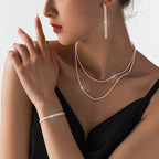 Sparkling Necklace Earrings Bracelet Jewelry Sets