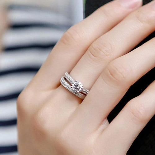 1 pair 925 Sterling Silver Ring Set