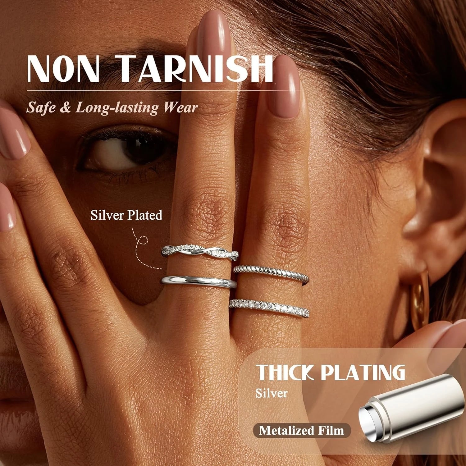 14K Gold Plated Thin Rings set