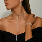 Sparkling Necklace Earrings Bracelet Jewelry Sets