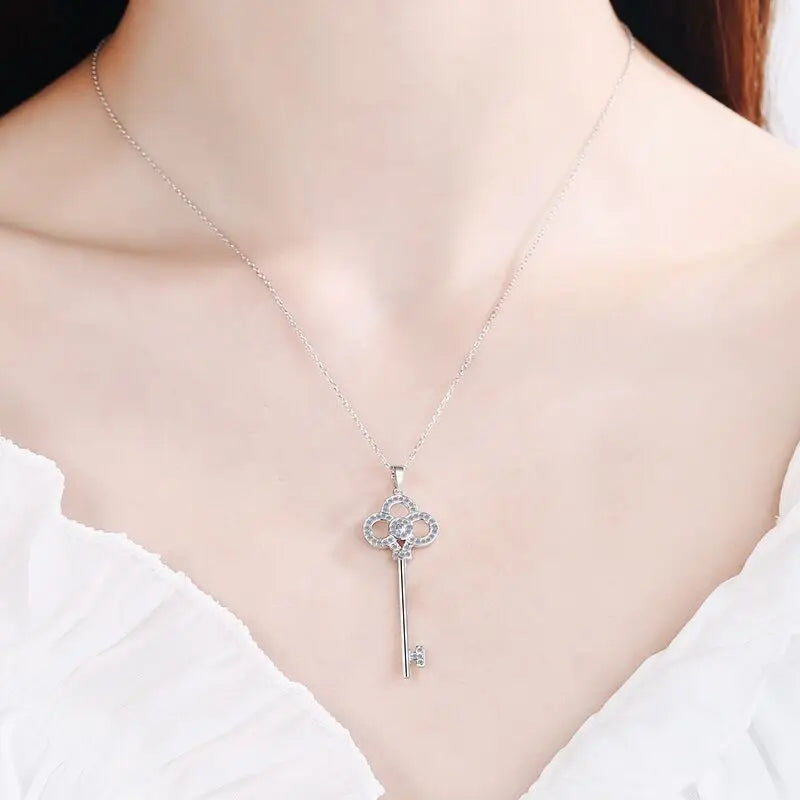 Elegant Key Platinum Plated Necklace